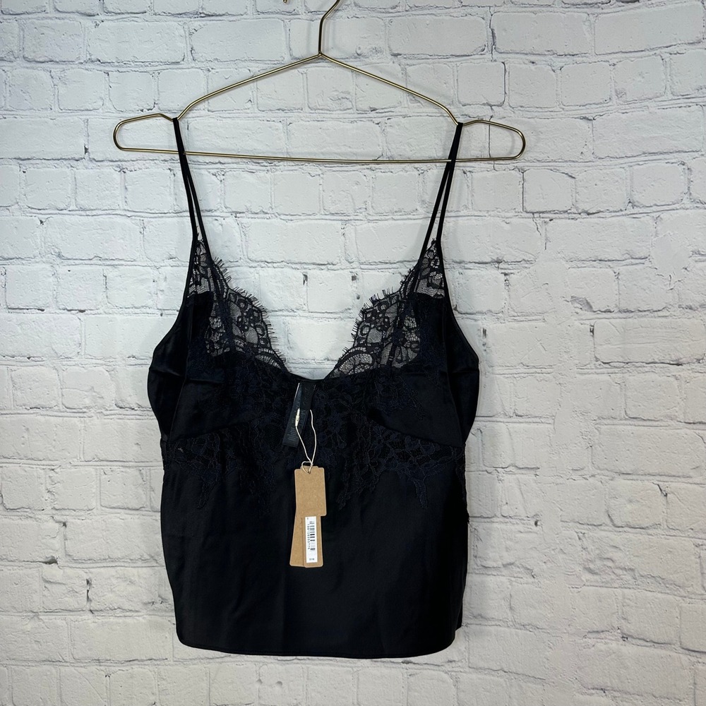 NEW SKIMS Silk Lace Cami Onyx Black V-Neck Spaghetti Strap Top ST-LON-11250W XS